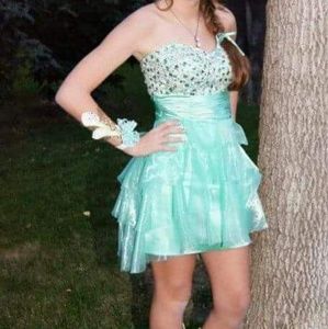 Short mint green formal dress